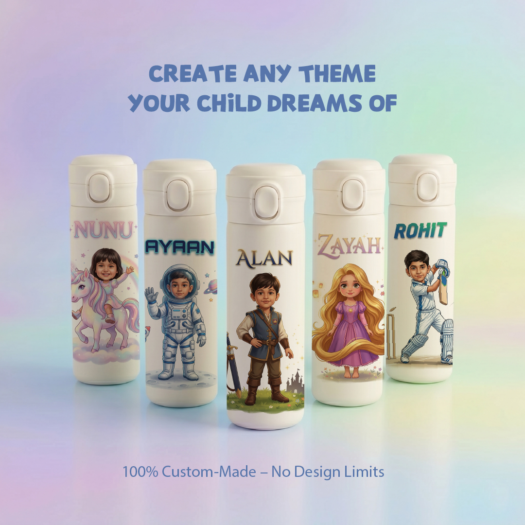 Personalised Insulated Water Bottle for Kids | Name, Photo & Theme